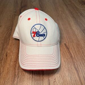 Philadelphia 76ers Youth Baseball Cap | One Size | White with Red Stitching‎